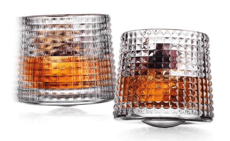 Spinning Whiskey Glass Set of 2 – Engraved 5.5oz Crystal