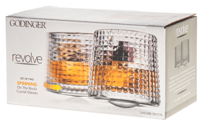 Spinning Whiskey Glass Set of 2 – Engraved 5.5oz Crystal