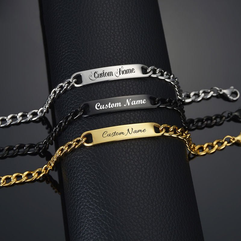 Engraved ID Bracelet – Stainless Steel Cuban Link