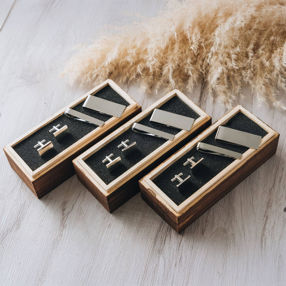 Engraved Cufflinks, Money Clip & Tie Clip Set – 3-Piece