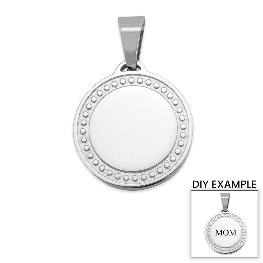 Engravable Round Pendant Necklace – Stainless Steel