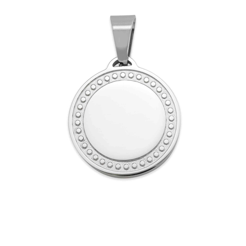 Engravable Round Pendant Necklace – Stainless Steel