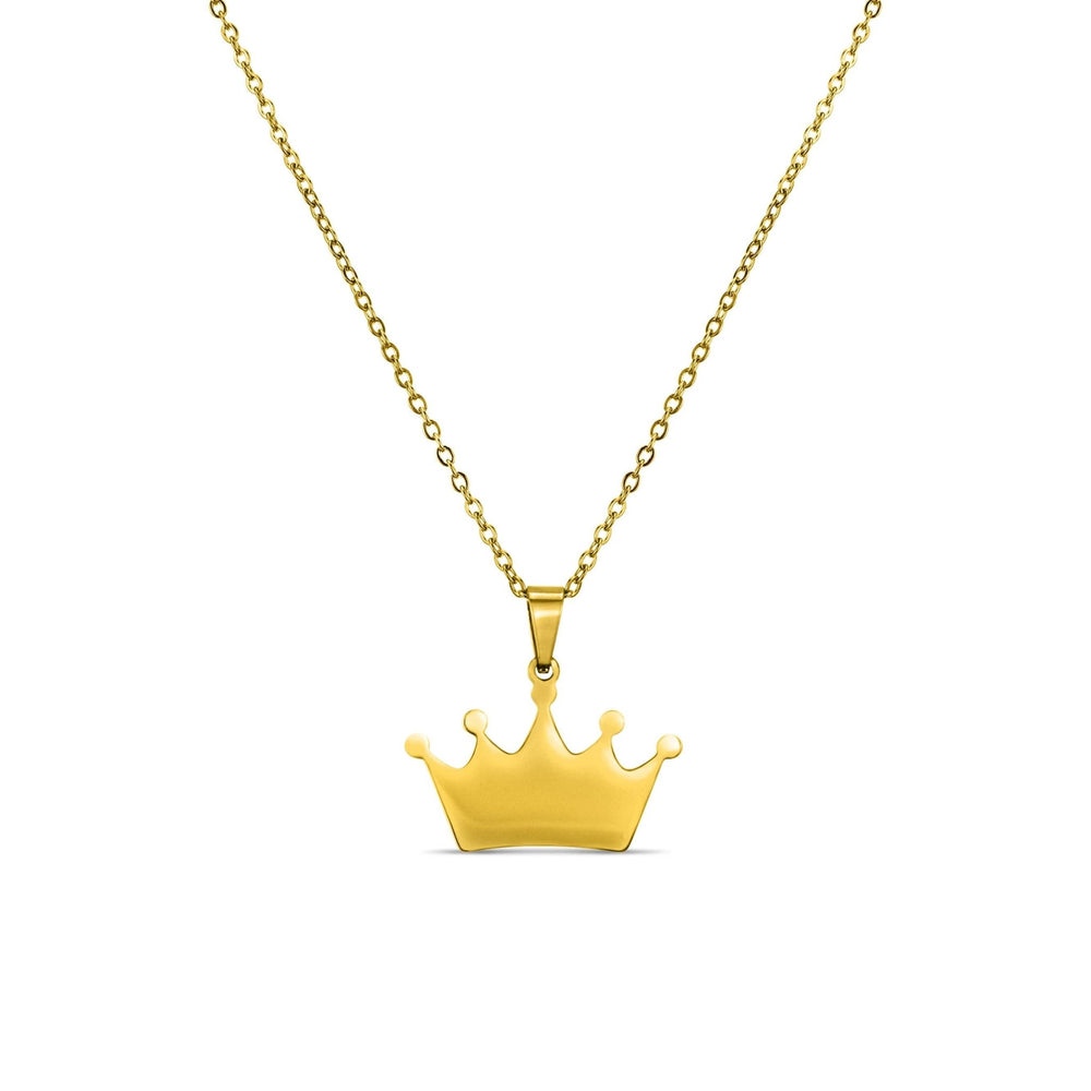 Engravable Crown Necklace – 18K Gold PVD