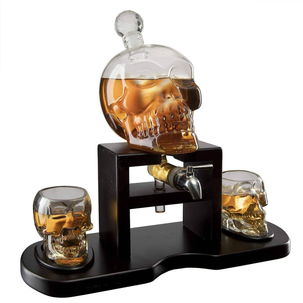 Skull Decanter Set – Engraved 750ml with 2 Skull Shot Glasses