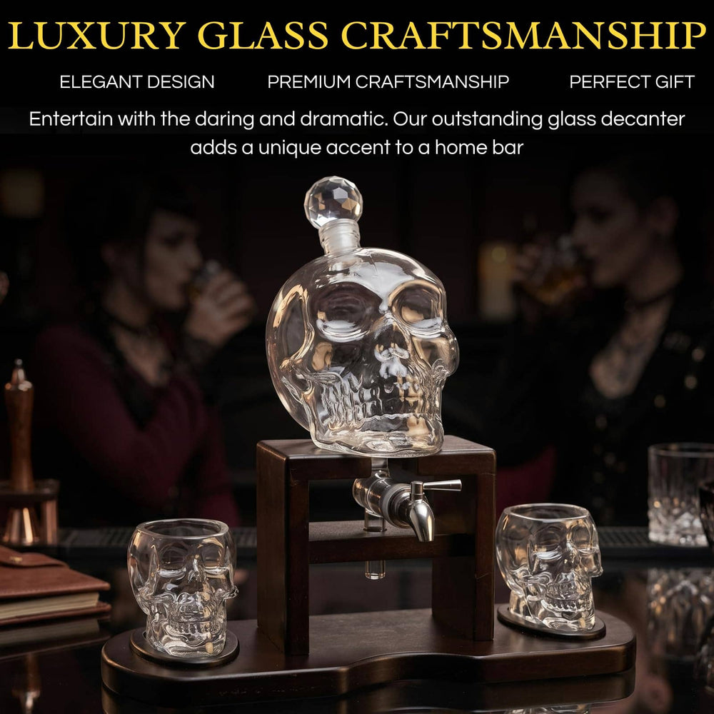 Skull Decanter Set – Engraved 750ml with 2 Skull Shot Glasses