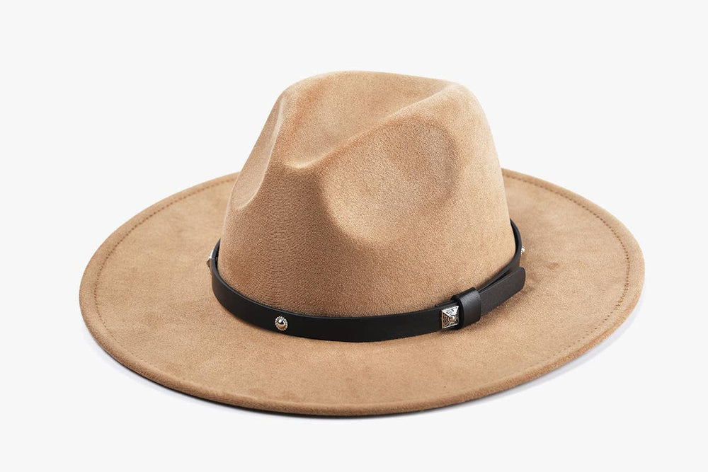 Engravable Faux Suede Fedora – Wynn Wide-Brim Hat