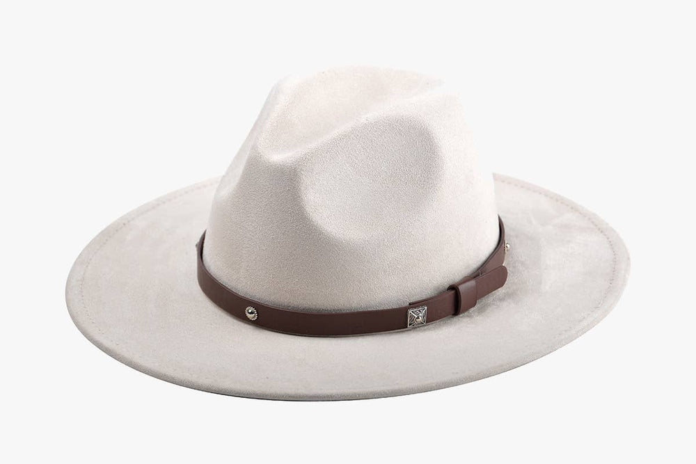 Engravable Faux Suede Fedora – Wynn Wide-Brim Hat