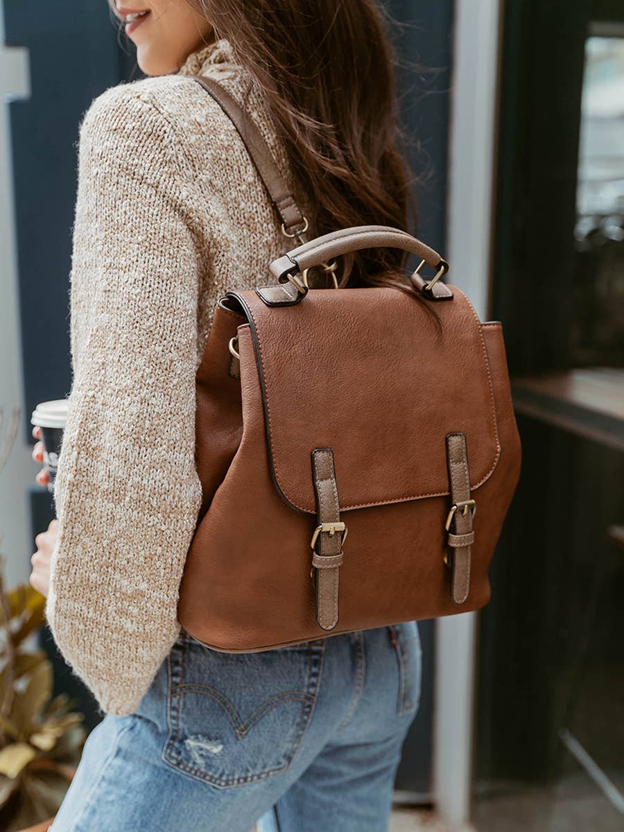 Monogrammed Brooks Backpack – Convertible Vegan Leather