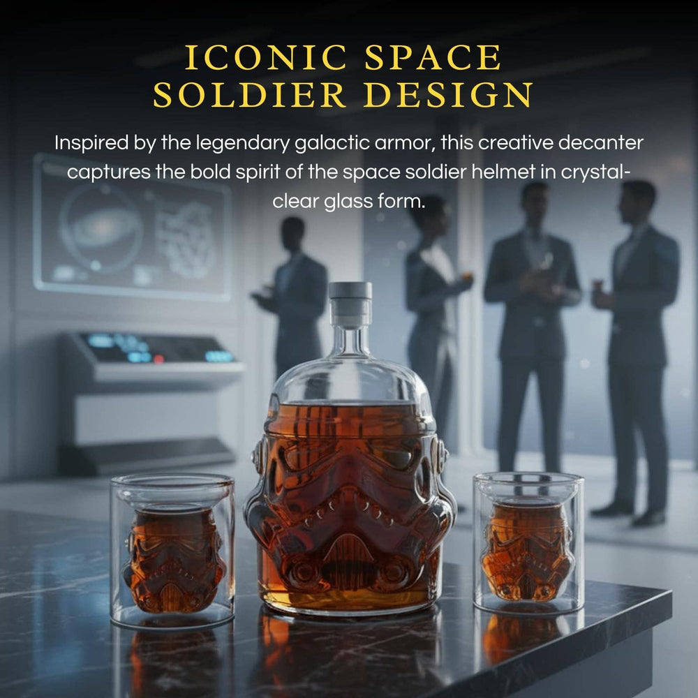 Power Armor Helmet Decanter – Engraved Wasteland Barware Set