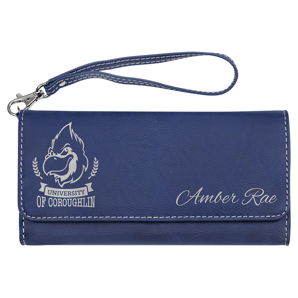 Monogrammed Wristlet Wallet – Engraved Leatherette Clutch