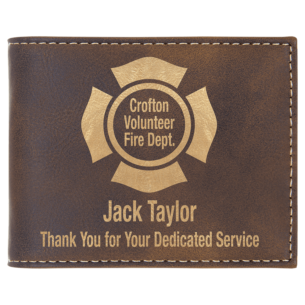 Engraved Bifold Wallet – Personalized Leatherette with RFID