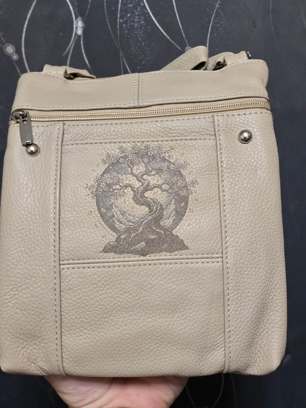 Monogrammed Leather Crossbody Bag – Full-Grain with RFID