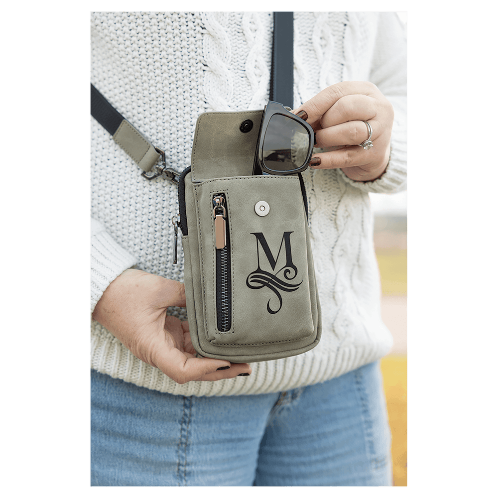Monogrammed Crossbody Bag – Slim Vegan Leather with RFID