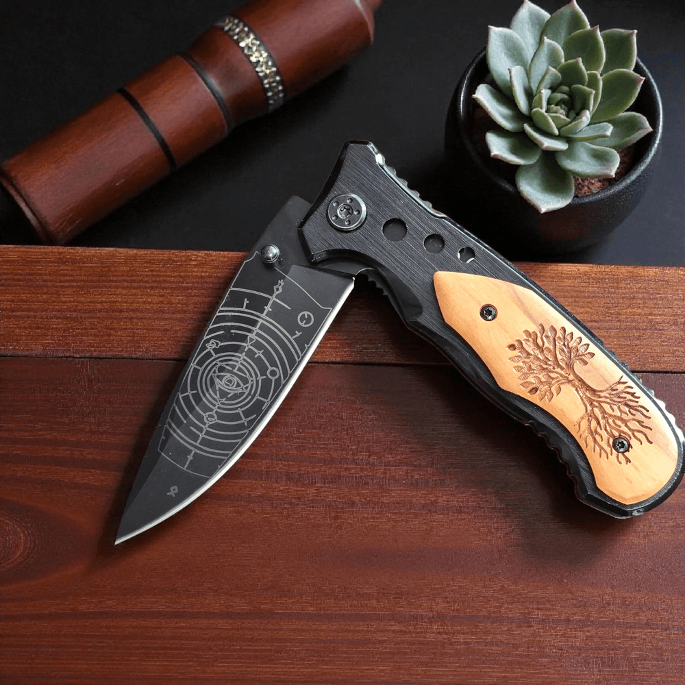 Engraved Pocket Knife – Personalized Walnut or Black Handle