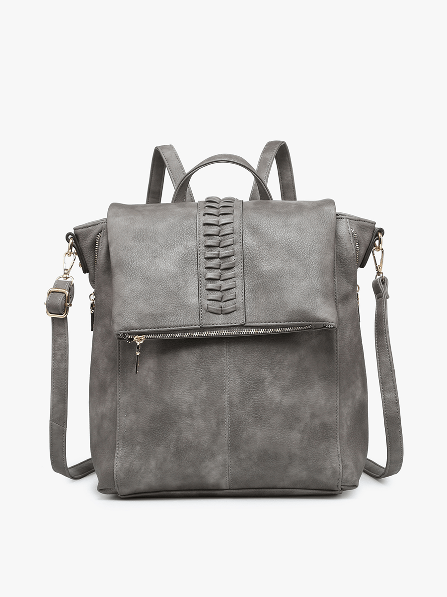 Engraved Vivian Backpack – Dark Grey Vegan Leather